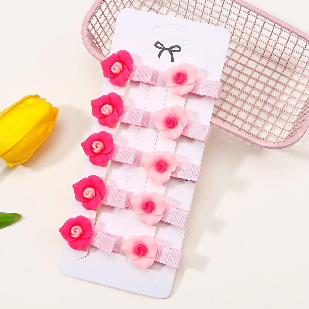 10Pcs New Solid Camellia Hairpins Hair Clips for Kids Fashion Headdress Princess Fairy Hairpin Fashion Baby Accessories