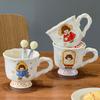 Керамическая кружка высокой ценности с ложкой для домашнего использования, милая парная чашка для воды, подарочная коробка, креативная кружка для ручного подарка