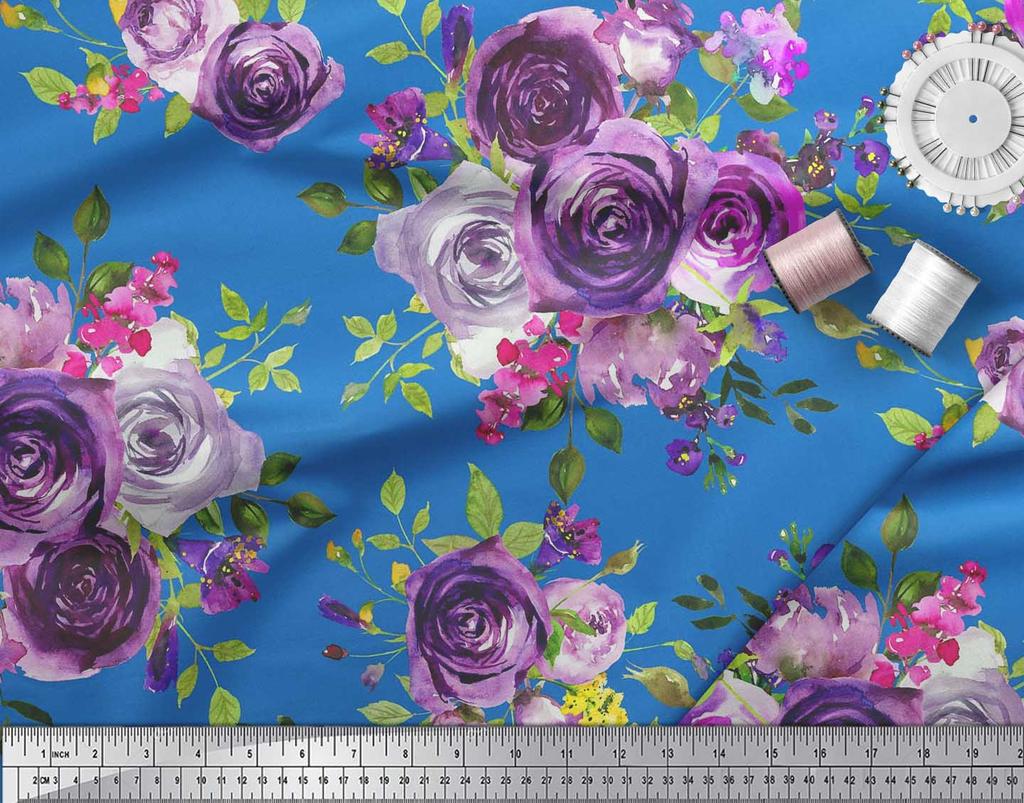 Soimoi Японский креп-атлас с принтом листьев и цветов розы по метрам 42 дюйма