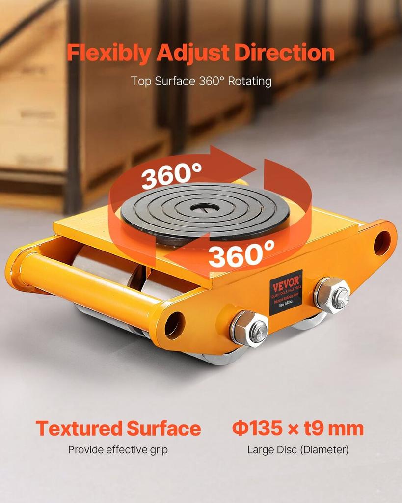4PCS Machinery Skate Dolly, 26455LBS/12T Industrial Machinery Mover, Heavy Duty Carbon Steel Machinery Moving Skate & 4 Carbon Steel Wheels and 360°