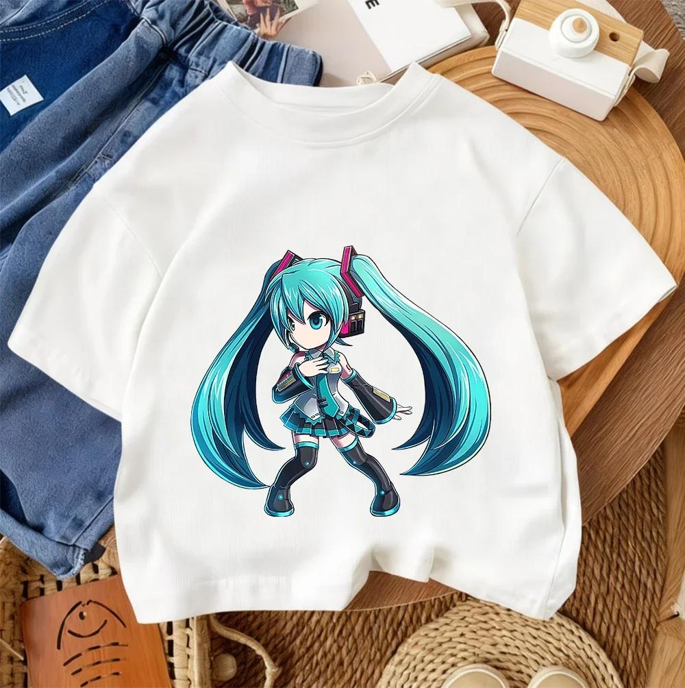 Children Casual Tee Hatsune Miku Cute Kawaii Print 2026 Summer Boys Girls Street Fashion 314 Age