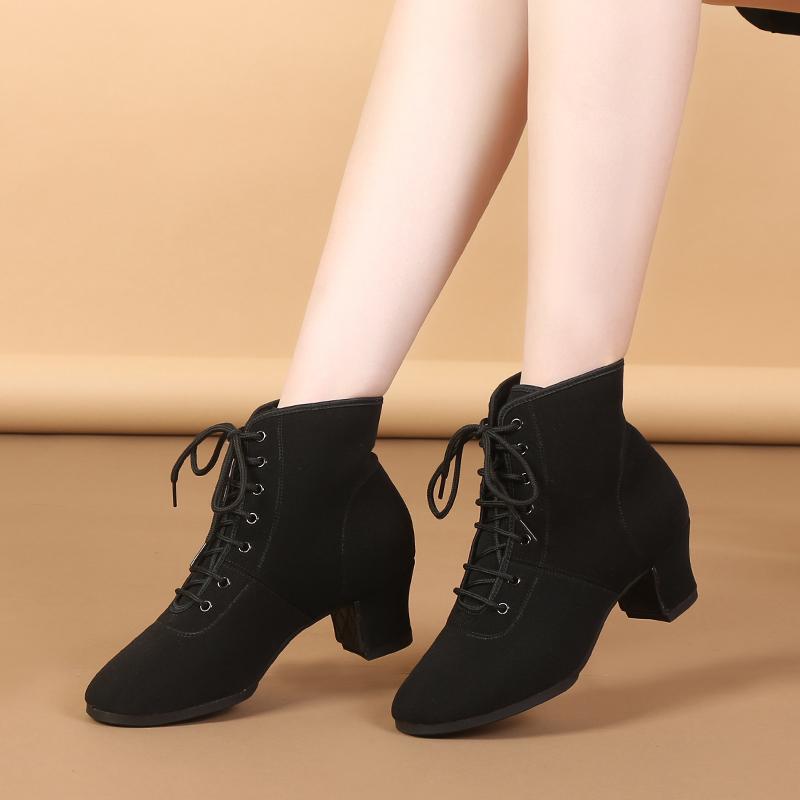 Женские ботильоны для бальных танцев с подошвой из ткани Оксфорд для тренировок и соревнований, современная танцевальная обувь