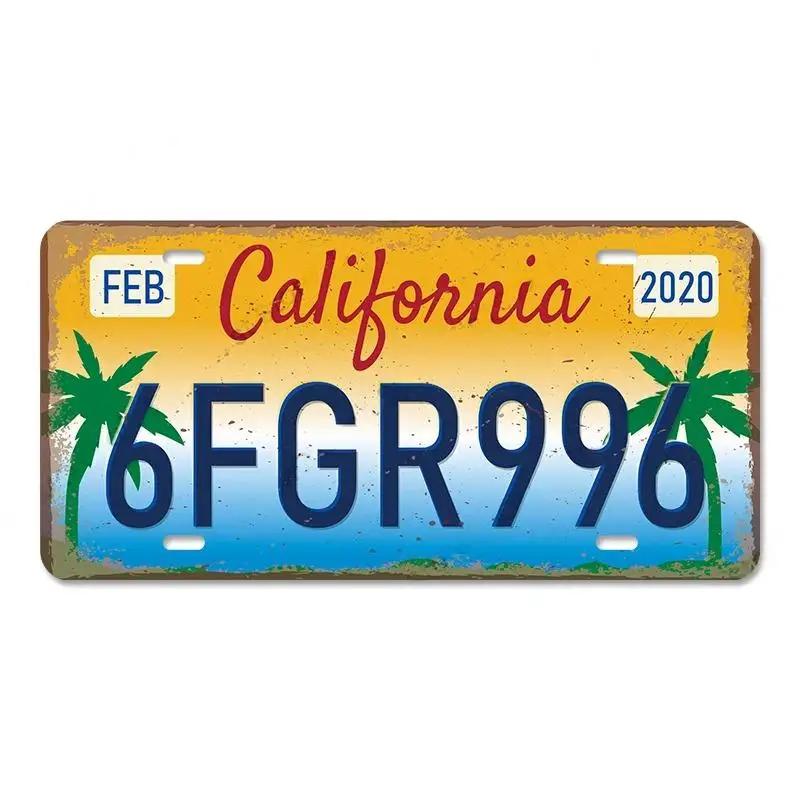 Винтажный постер американских штатов, металлические жестяные таблички, Флорида, Калифорния, Техас, Гавайи, номерной знак, клубный бар, декор для стен гаража