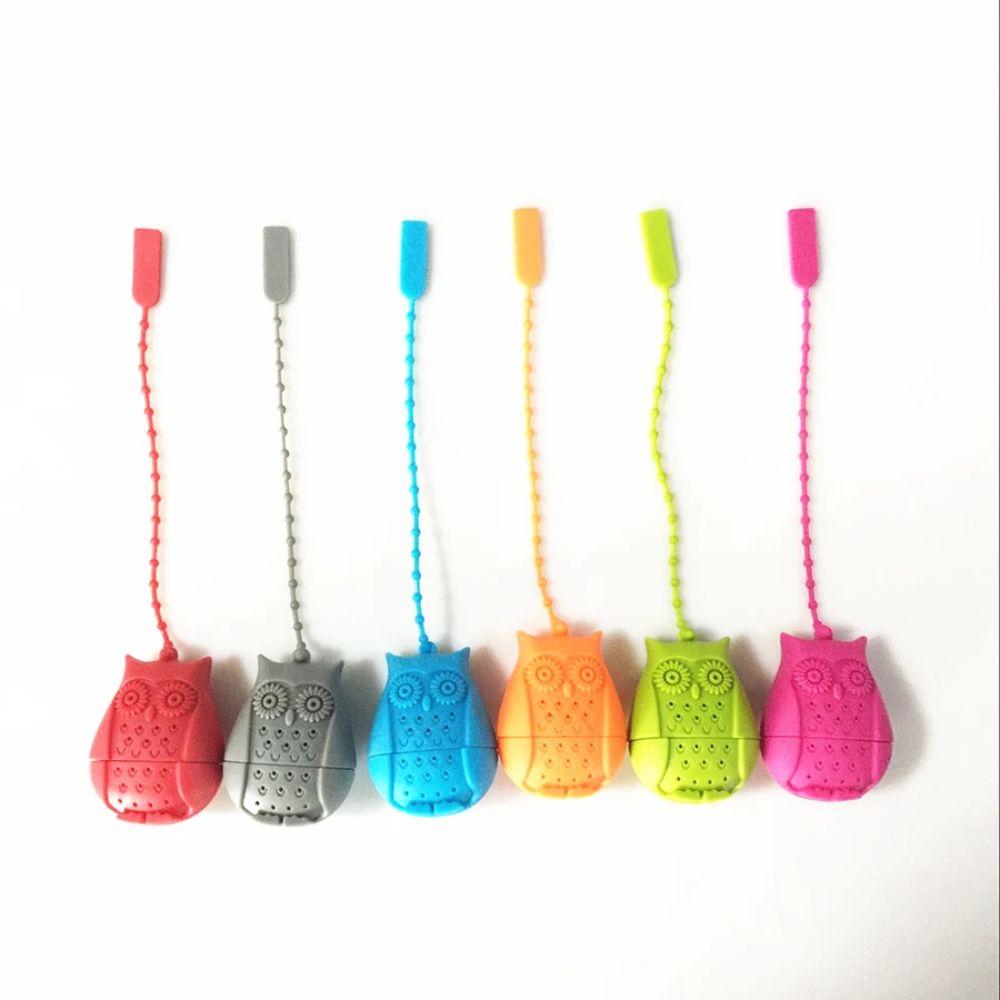 Ситечко для чая в форме совы из пищевого силикона, креативный фильтр-диффузор, забавный заварник для листового чая