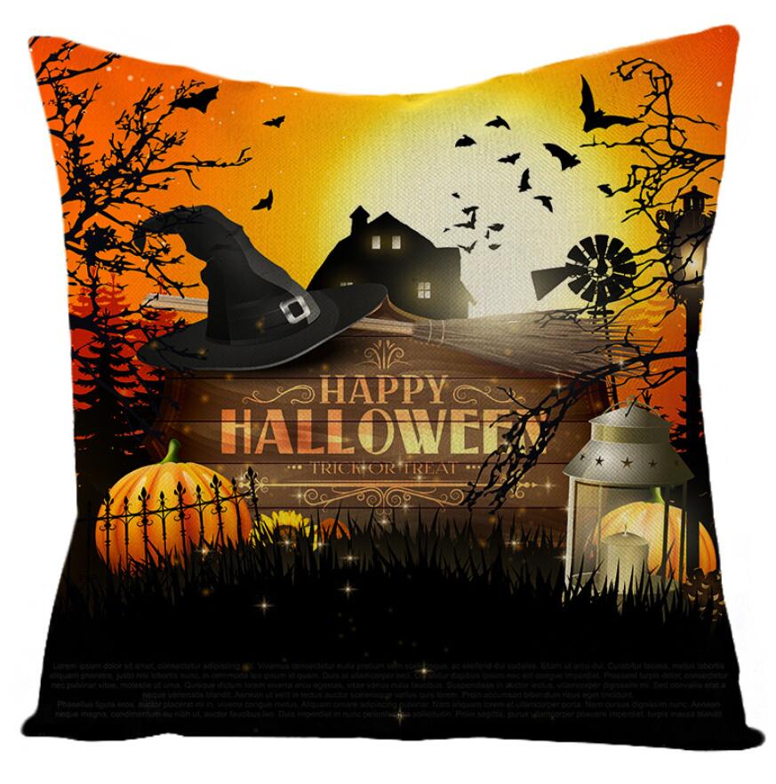 Halloween Night Castle Pumpkin Lantern Series Pillow Case Linen Home Decor Fabric Sofa Pillowcase Comfortable Car Cushion Cover
