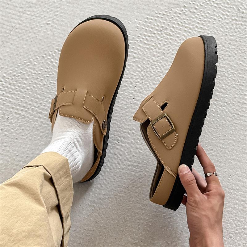 Новые мужские тапочки ниша манго голова низкий верх полу-шлепанцы ленивый человек одна педаль сумка голова шлепанцы мужские