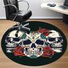 1pc Skull Roses Design Office Round Rug, Non-slip, Soft and Durable Office Rug for Interior Decoration, Perfect for Office, Beautiful Decoration yy260