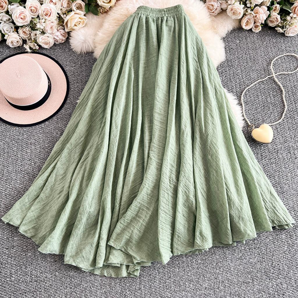 Dimanaf 2025 Summer Solid Women New Skirts Elastic Elegant White Pleated Skirts Lace High Waist