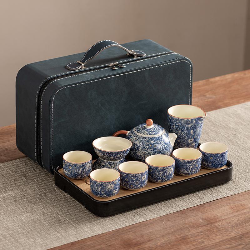 Xishi Teapot Huang Ru Kiln Travel Kung Fu Tea Set Household Portable Teacup Teapot Light Luxury Business Gifts