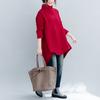 Spring Korean Version of The Turtleneck Thin Velvet Shirt Asymmetrical Hem Loose Sweater