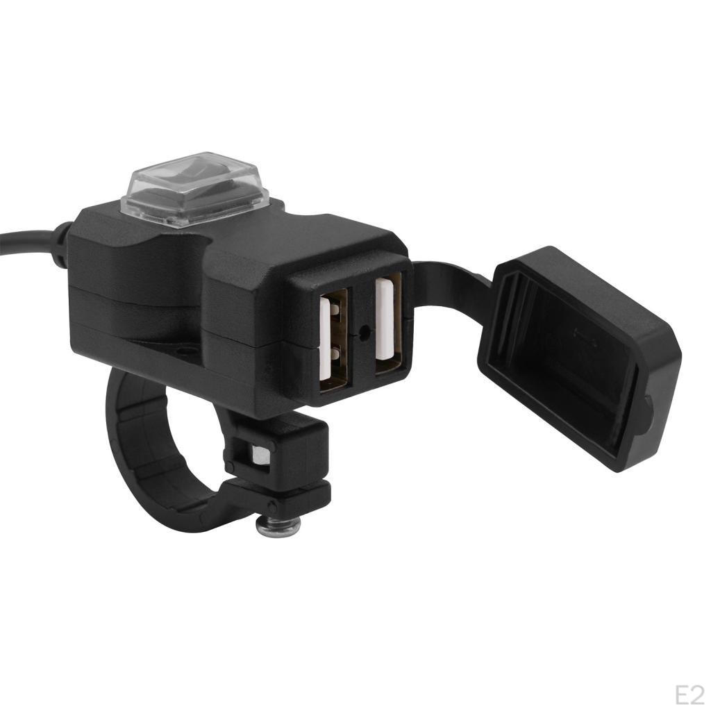 Руль мотоцикла Двойной USB-порт для зарядки Розетка С переключателем Водонепроницаемый