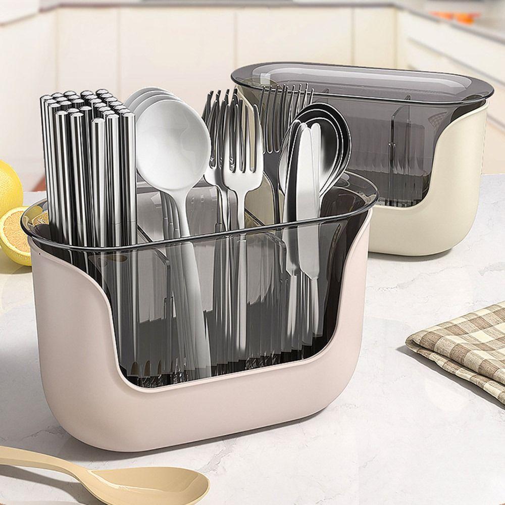 Органайзер для палочек, вилок, ложек с противоскользящим дном, 3 отделения, держатель для хранения с дренажем, кухонные принадлежности