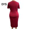 Women Dress V Neck Plus Size Short Sleeve Belted Tight Waist Solid Color Sheath Slim Fit Mid Calf Length Soft Evening Dress Formal Midi Dress