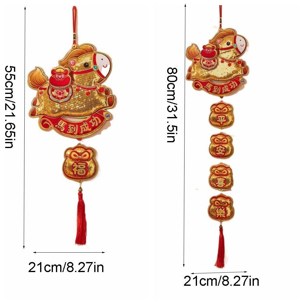 Sequins Horse Wall Hanging Ornaments Glitter Door Decoration Year of The Horse Pendant  Bedroom