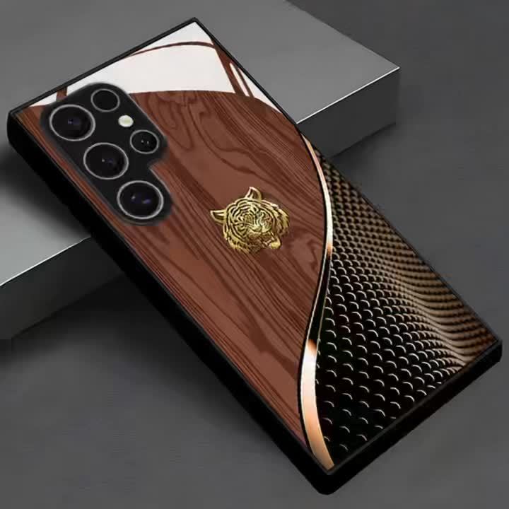Стеклянный чехол для телефона с узором под золотисто-тигровое дерево, подходит для Samsung GalaxyS26 S25 S24 S22 S21 S20FE/Ultra/Plus, противоударный