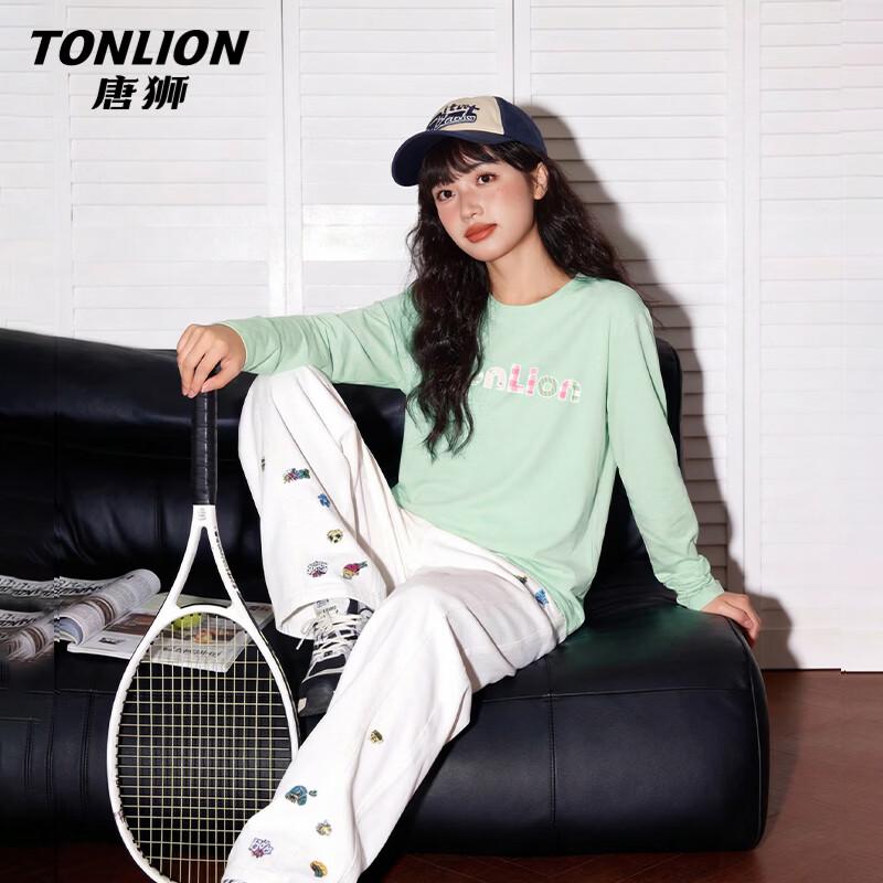 Женская футболка TonLion с длинным рукавом, из чистого хлопка, с буквой TS