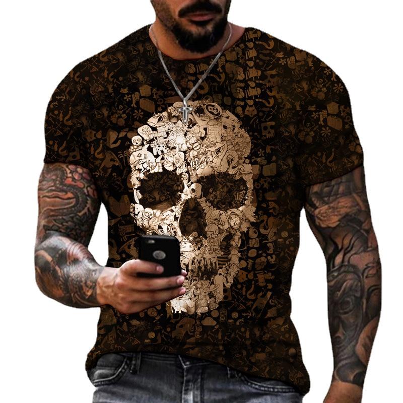 Skeleton 3D T Shirt Men O Neck Short Sleeve Summer Tops Mens Print Tee Shirts