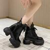 11CM Ankle Boots Women Platform Sneakers High Heels Leather Chunky Boots New Autumn Winter Lace Up Motorcycle Boots Botas Mujer