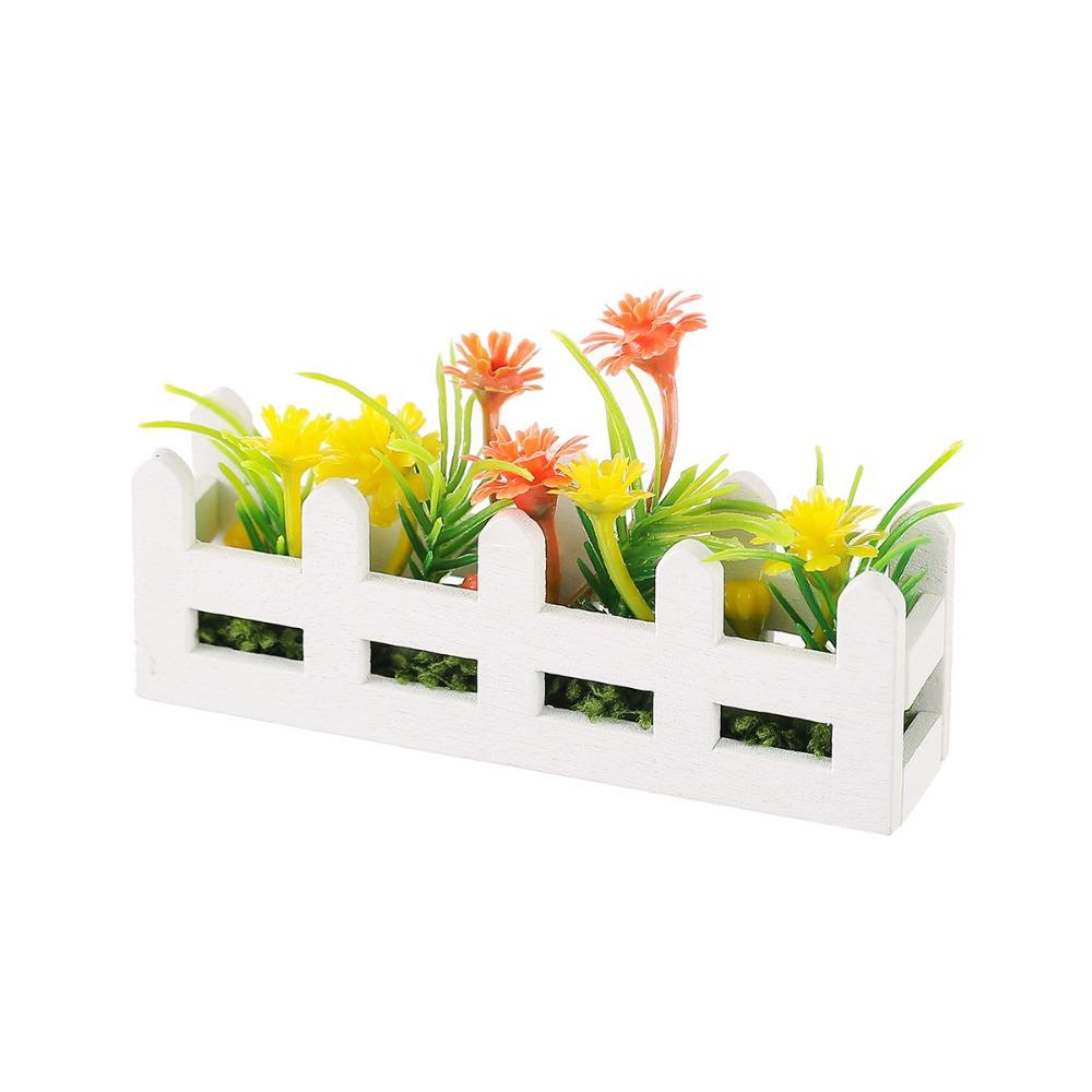 1:12 Scale Flower Fence Decor Lifelike Miniature Potted Plants Toys  Doll House Decor