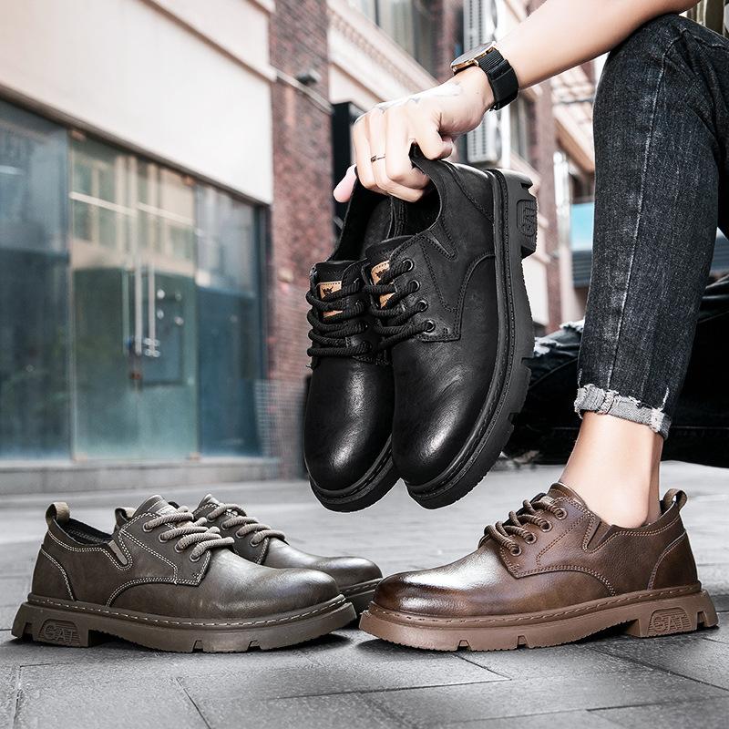 Мужская обувь весна и осень новая британский стиль ретро повседневная кожаная обувь мужская летняя низкая обувь мартин бизнес обувь с увеличением роста