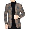 Мужской пиджак с лацканами, длинный рукав, клетчатый узор, застежка на две пуговицы, пиджак с карманами, приталенный деловой пиджак
