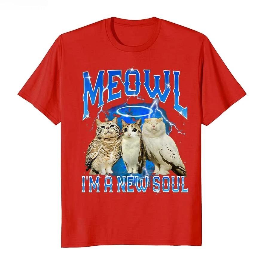Cat Owl Funny Cursed Internet Brainrot Bootleg Meowl Tshirt For Unisex Unisex T Shirts Short Sleeve Tops Unisexs Clothing