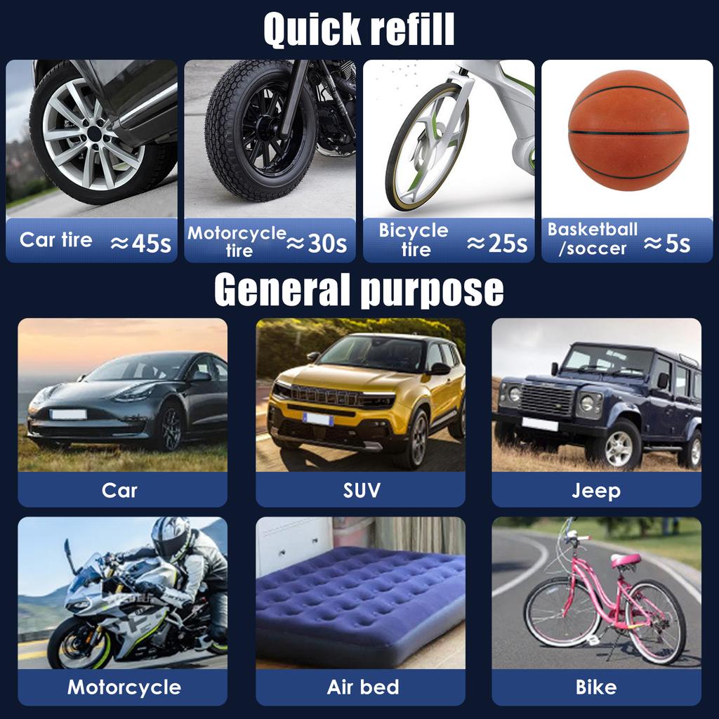 Беспроводной насос для накачивания шин 150PSI портативный электрический воздушный компрессор 6000 мАч перезаряжаемый мини-насос для шин для автомобилей мотоциклов велосипедов