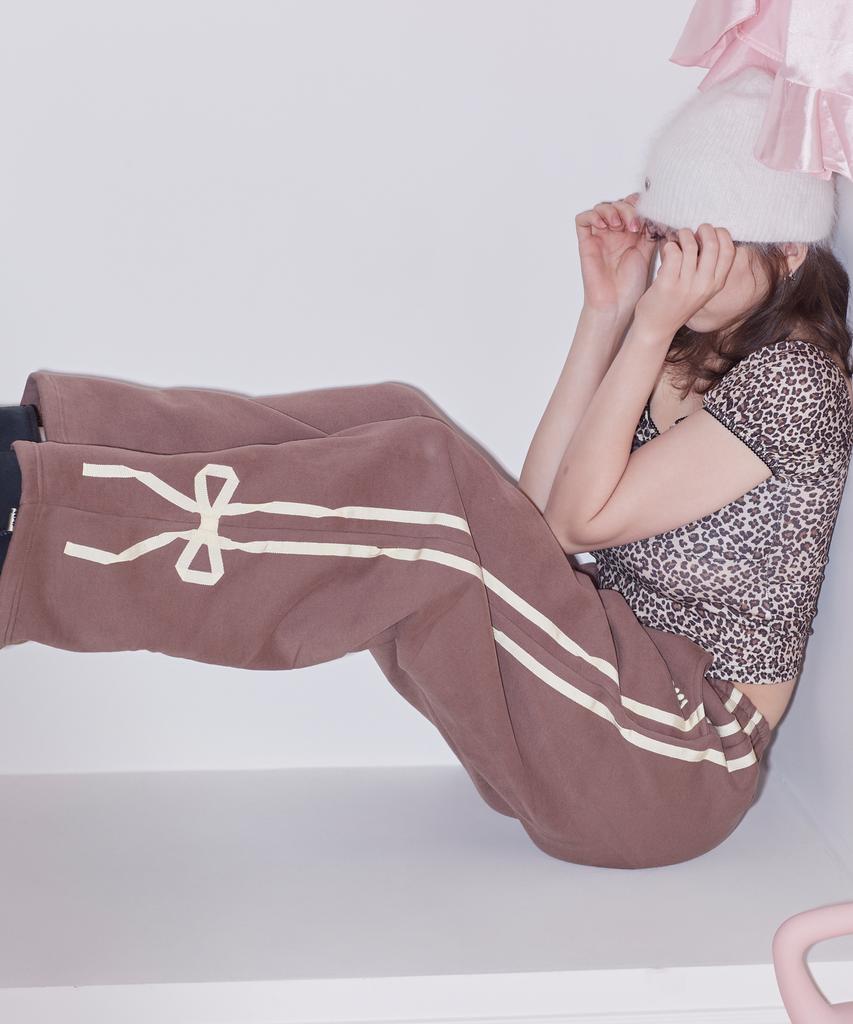 SWEATSWEET [Re] Sweet Ribbon Sweat Pants - Brown/Yellow