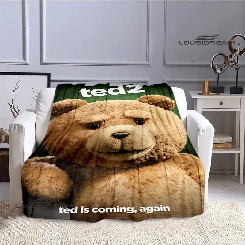 Мультяшный плюшевый мишка Тед с принтом Пледы Теплые фланелевые пледы Мягкий и удобный плед постельное белье Подарок на день рождения