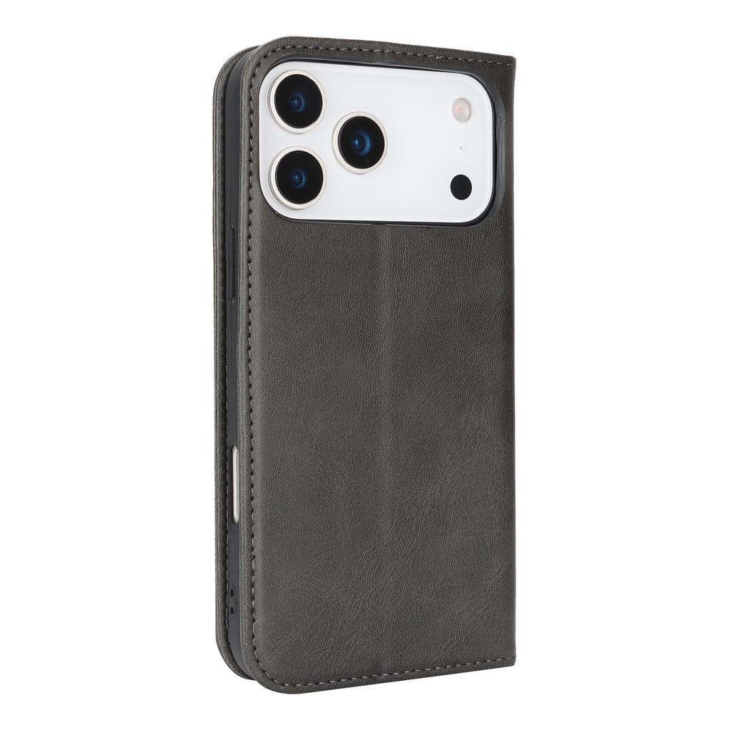 For iPhone 17 Pro Max Case PU Leather Calf Textured Magnetic Closing Smart Phone Cover