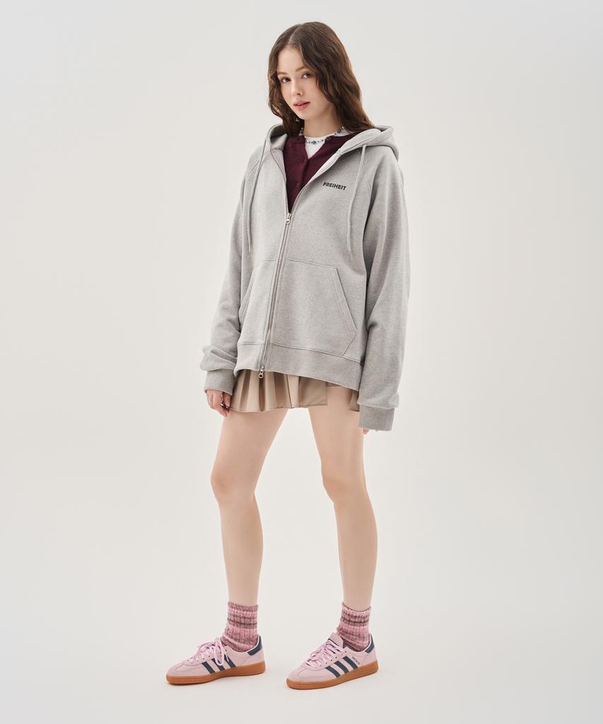 Худи на молнии Thefrht Oversized с двусторонним принтом (серый)