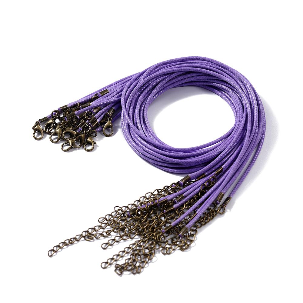 10Pcs 1.5/2mm Leather Adjustable Braided Rope Bronze Lobster Clasp Tail Chain Connector for DIY Necklace Pendant Jewelry Making