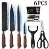6PCS Stainless Steel Kitchen Knives Set Tools Forged Hammer Pattern Meat Cleaver Stainless Steel Chef Knife Sharp Fruit Paring Knife Gift Case