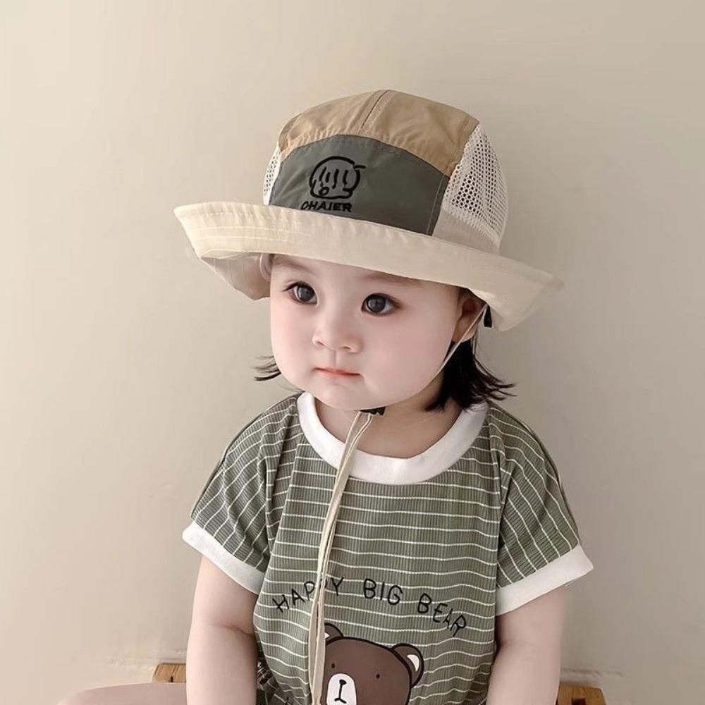 Mesh Kids Bucket Hats Quick Drying Children Fisherman Hat New Drawstring Basin Cap  Outdoor