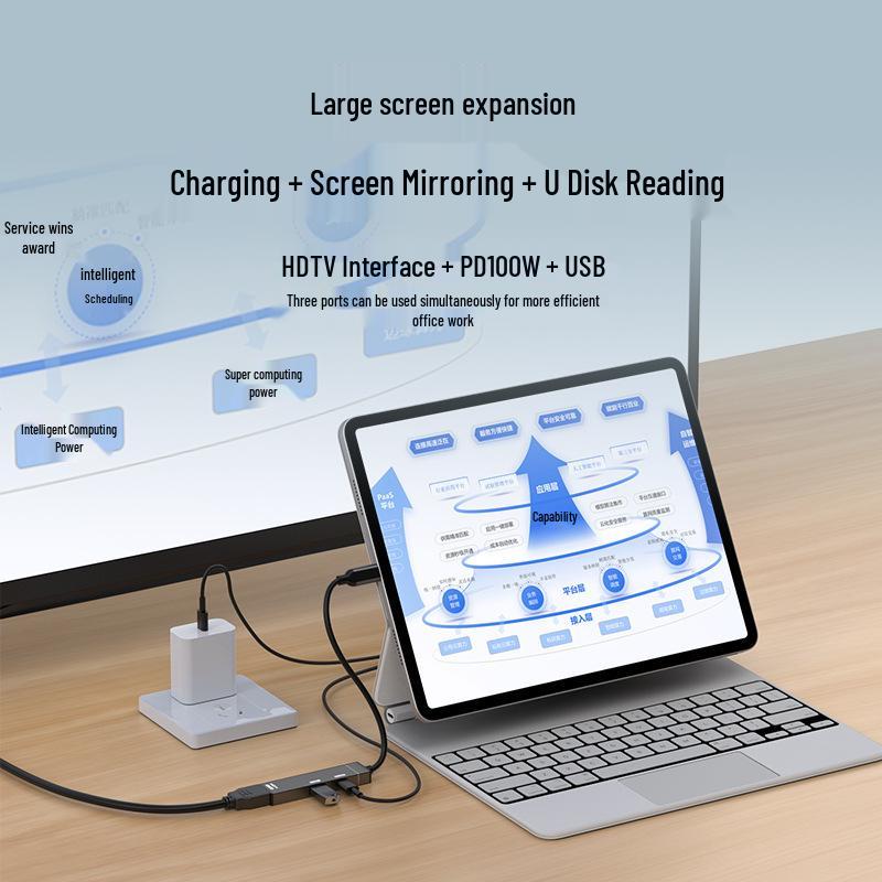 Адаптер USB-C на HDMI 4K с быстрой зарядкой PD 100 Вт для телефонов и компьютеров