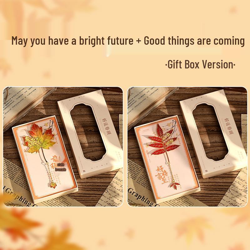 Изысканная металлическая закладка в стиле ретро с листом гинкго - Идеальный культурный подарок для студентов