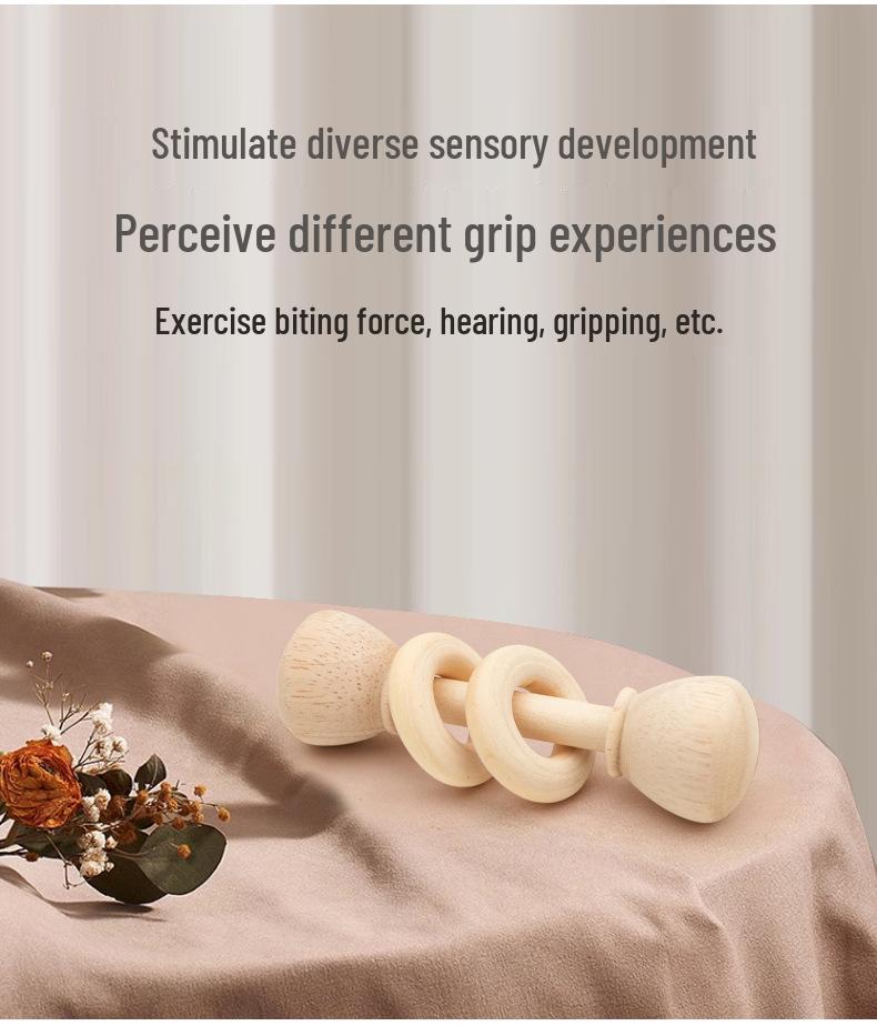 Montessori Wooden Baby Teething Rattle Set - 6 Educational Toys