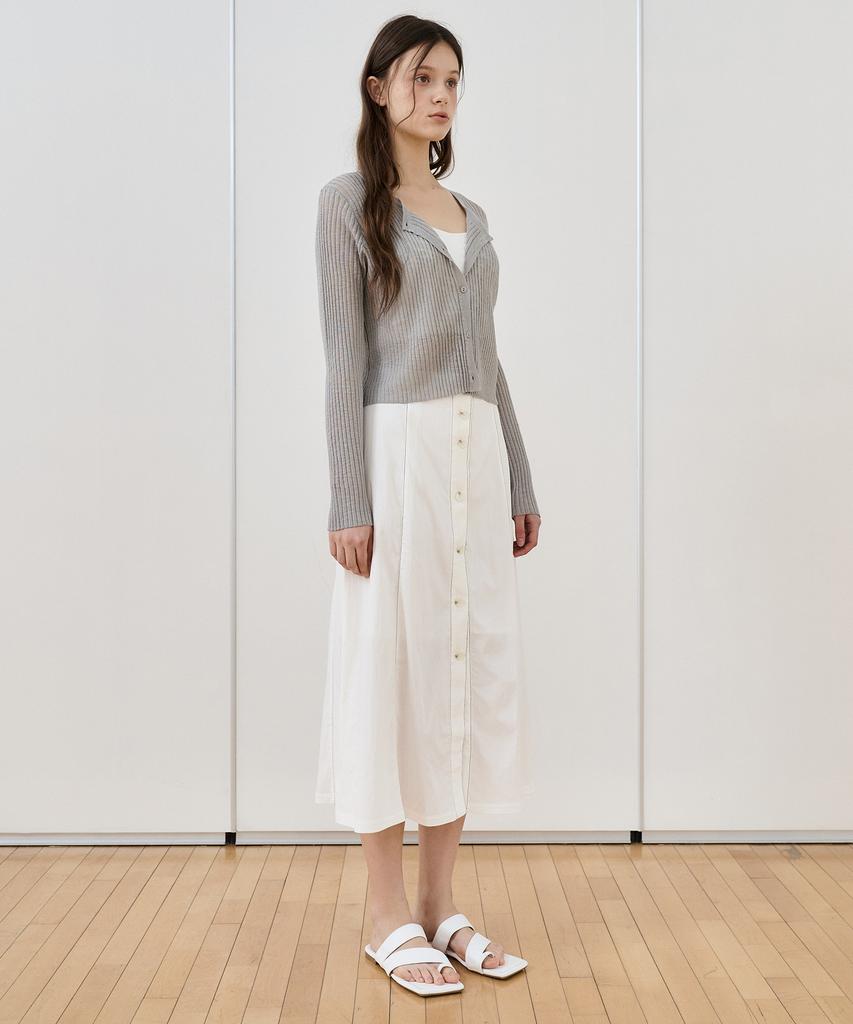Bye Bye Seop Stitch Long Skirt White [T52]