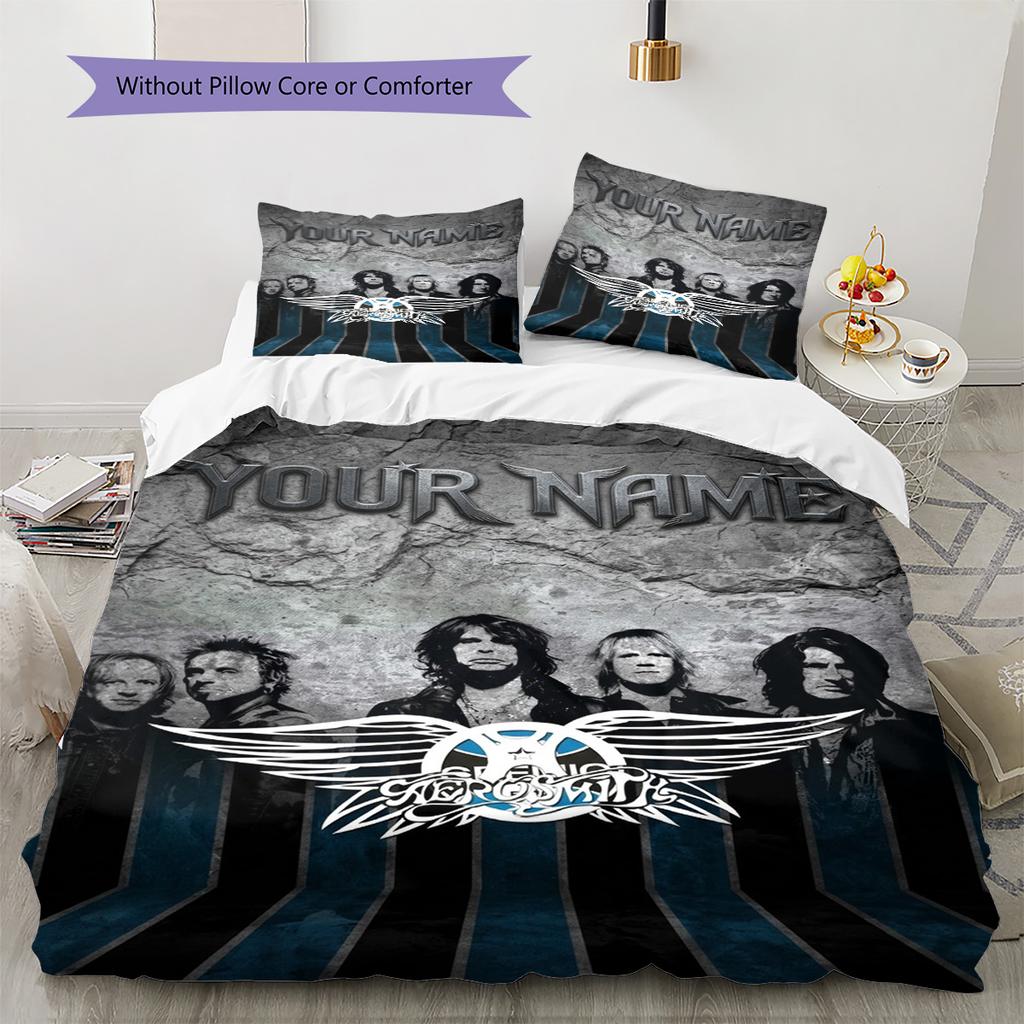 Name Custom Aerosmith Pattern Bedding Set Quilt Cover Pillowcase Home Decor Gift (1 * duvet cover + 2 * pillowcase, without core)