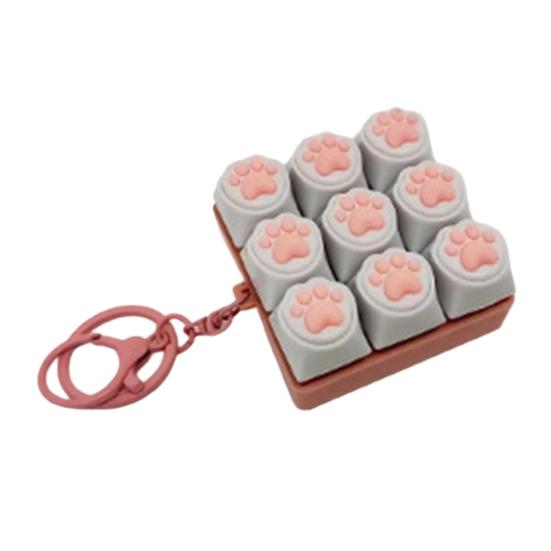 Cat Paw Fidget Keyboard Relief 9-Keys Clicker Keychain Office Keyboard Finger Toy Stress School Travel Decompression