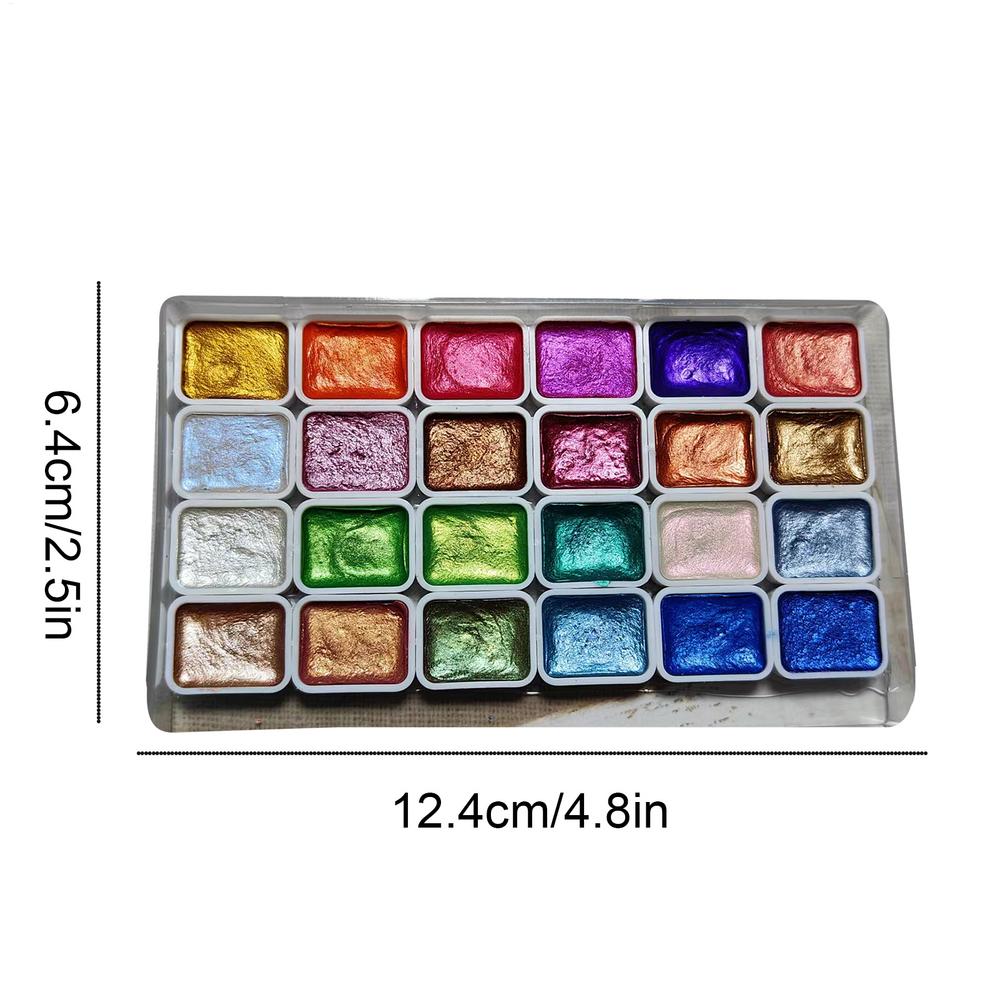 24 Colors Pearlescent Watercolor Paint Set Art Pearlescent Painting Palette Sparkle Pearlescent Watercolor For Artists Students