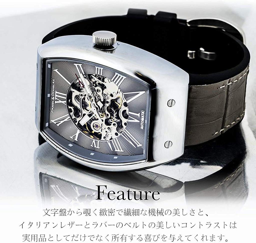 And Watch DD8808 Analog Watch Automatic Manual Winding Skeleton Brand [Daniel Douglas] Men's (Rainbow Black/Gold)