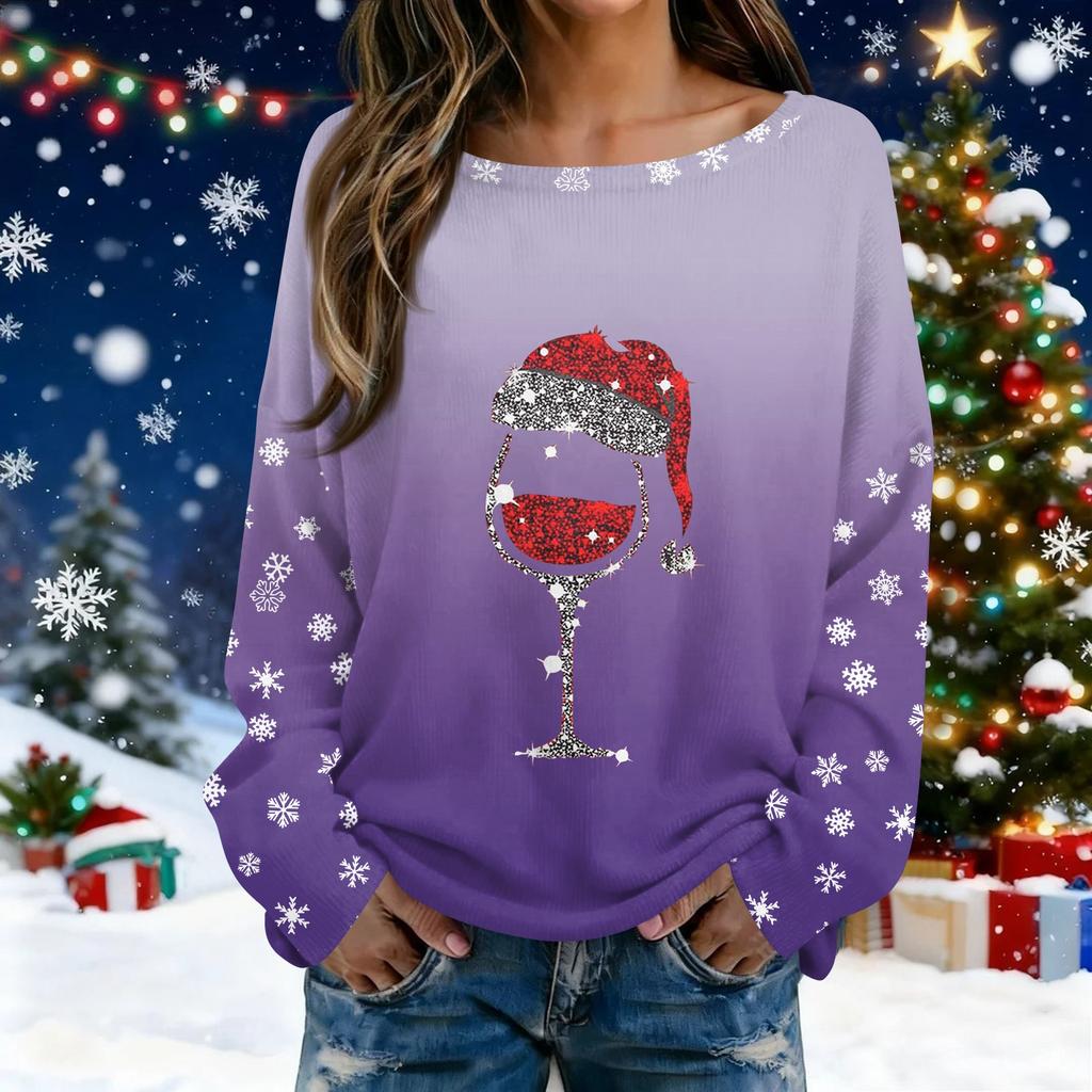 Christmas Sweatshirts For Women Knit Sweater Cute Shirt Fall Crewneck Pullover Tops
