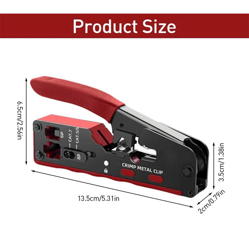Инструмент для обжима проводов RJ45 Все в одном Проходной Кримпер для проводов Плоскогубцы из высокоуглеродистой стали для кабеля RJ45 Ethernet Cat6 Cat5 Cat5e