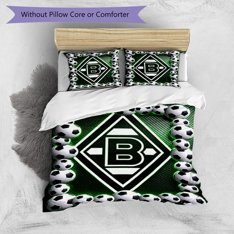 3pcs Duvet Cover Set (1*Duvet Cover + 2*Pillowcase, Without Core), Borussia Monchengladbach Print Bedding Set, Bedroom Decor, All‑Season, Birthday Gif