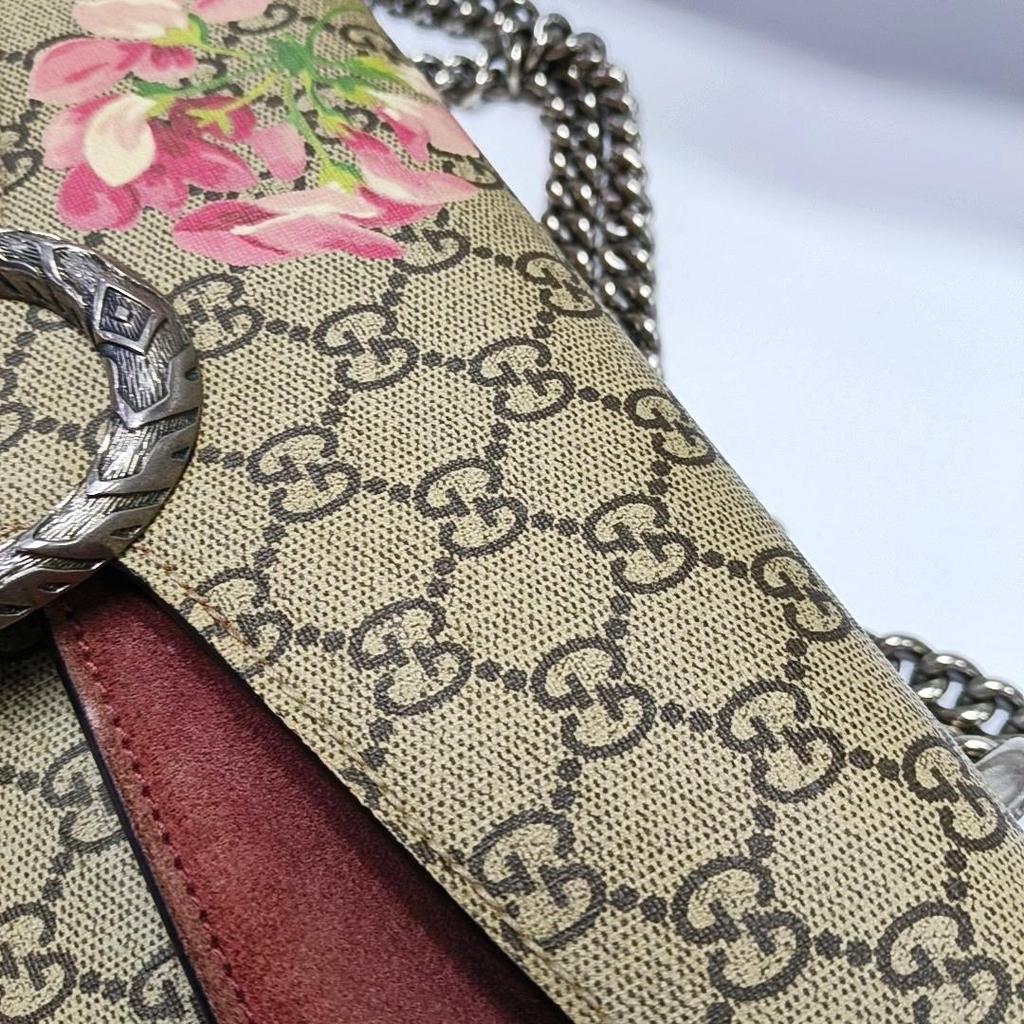 [Pre-Owned] Dionysus GG Blooms Tiger Head Buckle Logo Canvas And Leather Chain Shoulder Bag - Fair #1PSCZRD