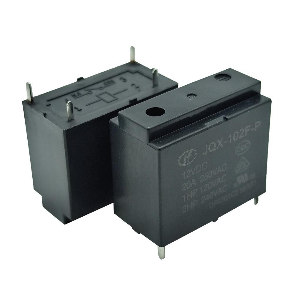 Hongfa Relay HF102F-P 12V/24V Dust Cover, Normally Open, 4-Pin, 20A.