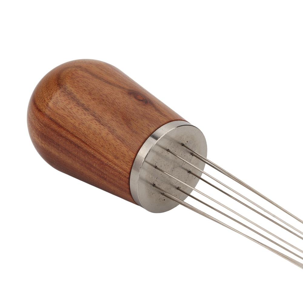 Wooden Handle Coffee Stirring Tool 8 Pins Coffee Needle Distributor For Professional Coffee Shop