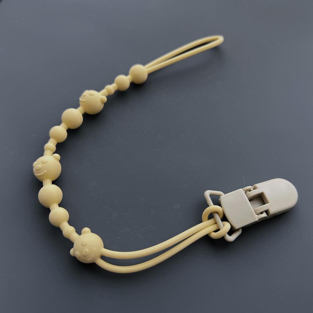 Practical Silicone Pacifier Chain Bear Pattern Pacifier Clip Food Grade Silicone Baby Pacifier Clip for Teething Infants