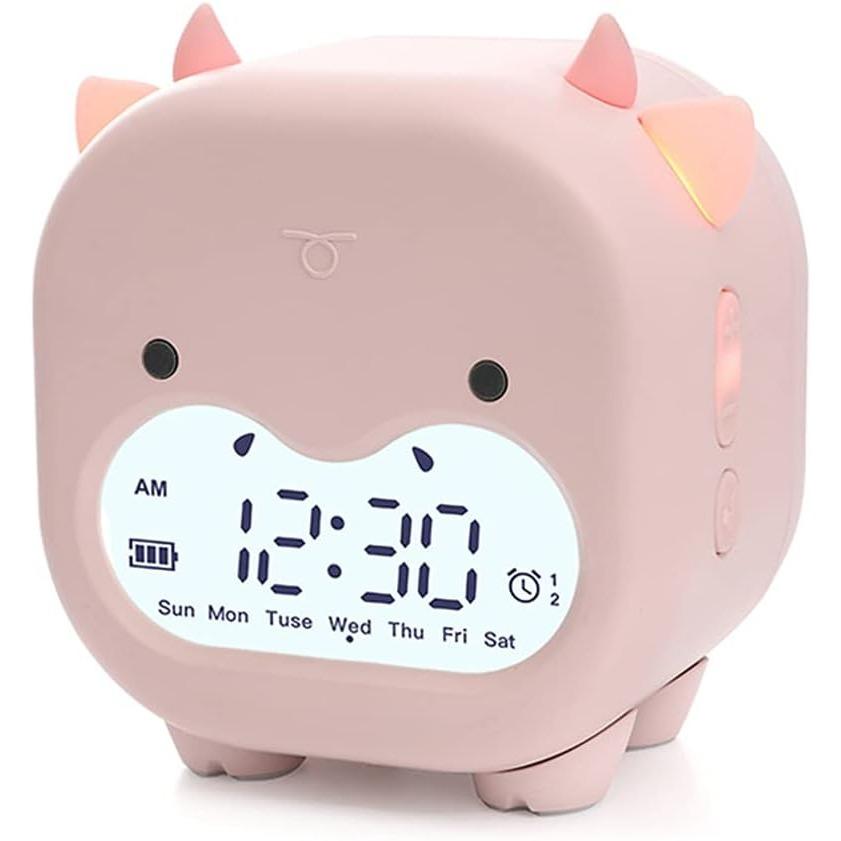 Мультфильм милый манекен корова настольный будильник цифровой дисплей электронный рабочий стол